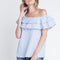 Women's Striped Off Shoulder Ruffle Stripe Blouse