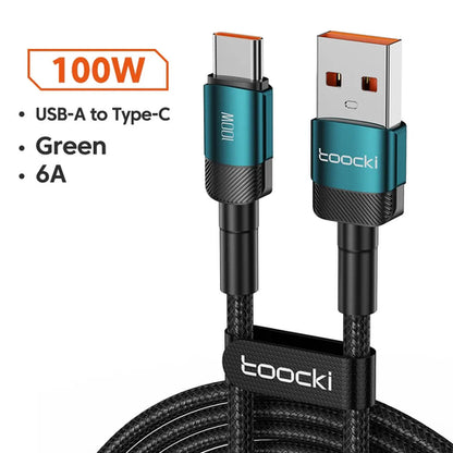 Toocki 6A USB Type C Cable for Xiaomi POCO Samsung Huawei 100W Fast