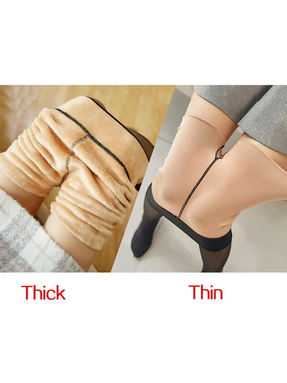 Women Thermal Leggings Winter Warm Sexy Elastic Translucent Pantyhose