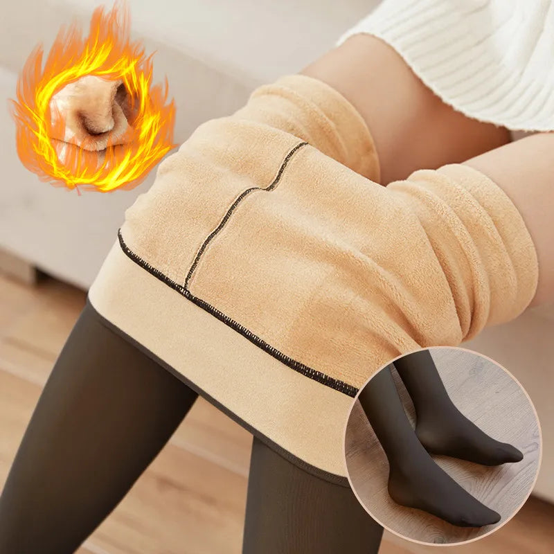 Women Thermal Leggings Winter Warm Sexy Elastic Translucent Pantyhose