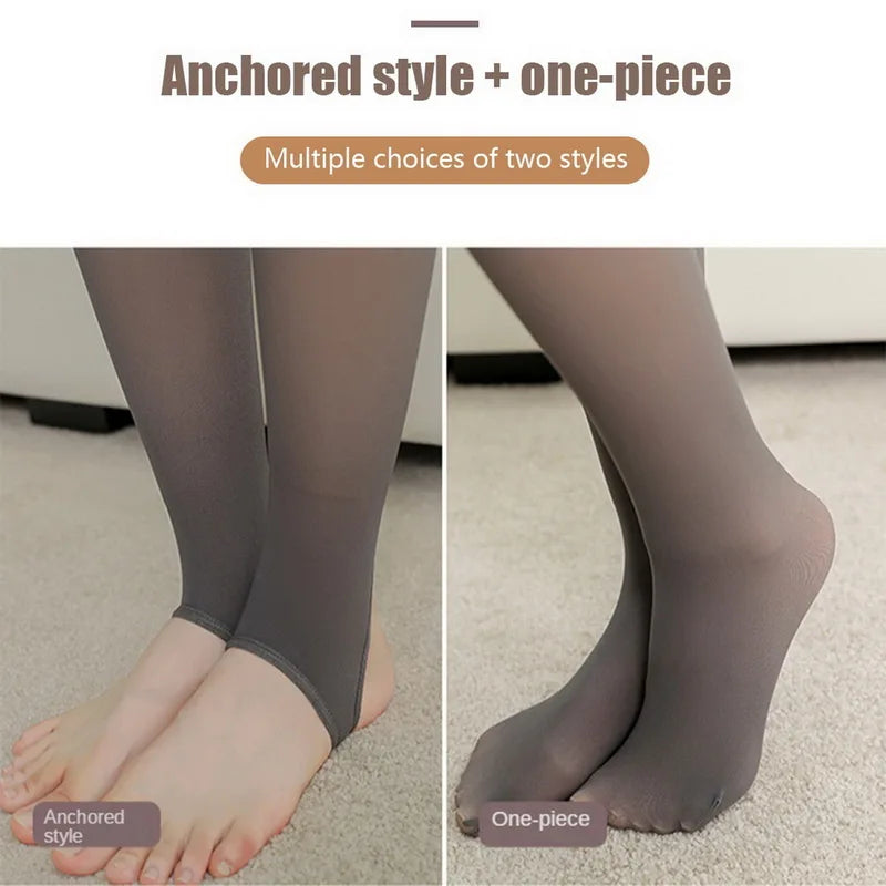 Women Thermal Leggings Winter Warm Sexy Elastic Translucent Pantyhose