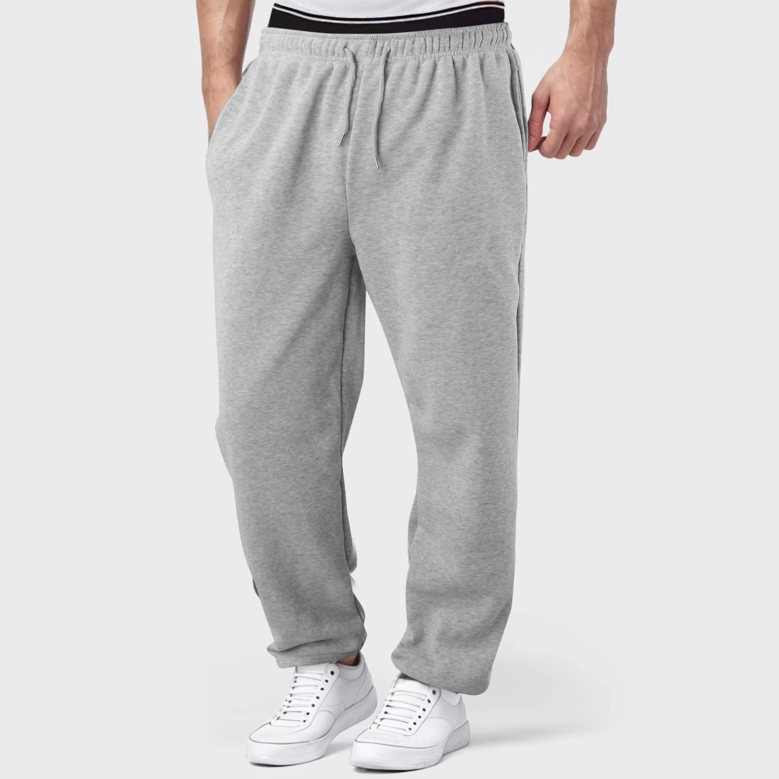 Baggy Sweatpants for Men 2024 Elastic Waist Drawstring Grey Pants Sport Casual Trousers with Pockets Gym Fitness Joggy plus Size